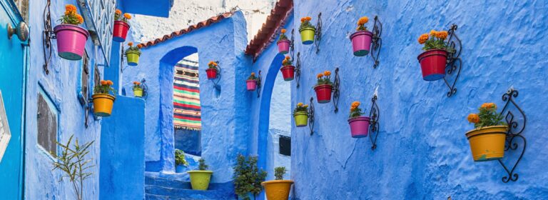 Blue coloured medina in Chefchaouen, Morocco.